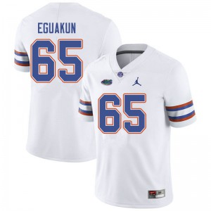 Men's Jordan Brand Kingsley Eguakun White Florida #65 Football Jersey