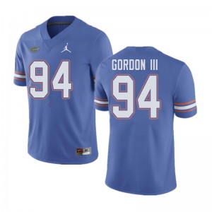 Mens Jordan Brand Moses Gordon III Blue Florida Gators #94 Stitch Jersey