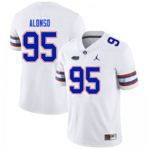 Men's Lucas Alonso White Florida Gators #95 University Jerseys