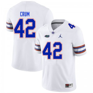 Mens Quaylin Crum White Florida #42 Football Jerseys