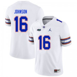 Men's Tre'Vez Johnson White Florida Gators #16 Official Jersey