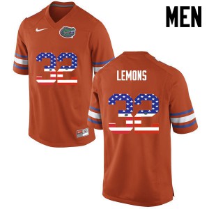 Men Adarius Lemons Orange Florida Gators #32 USA Flag Fashion University Jerseys