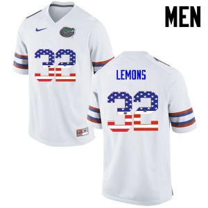 Mens Adarius Lemons White Florida #32 USA Flag Fashion University Jersey