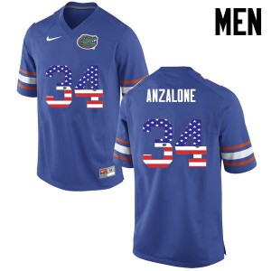 Men Alex Anzalone Blue Florida #34 USA Flag Fashion Alumni Jerseys