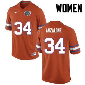 Womens Alex Anzalone Orange Florida Gators #34 High School Jerseys