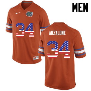 Mens Alex Anzalone Orange Florida #34 USA Flag Fashion Stitched Jerseys