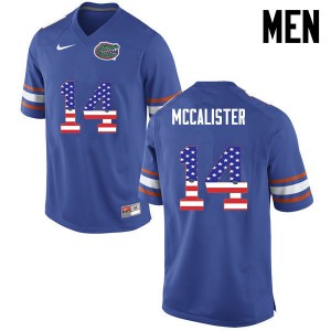 Men's Alex McCalister Blue University of Florida #14 USA Flag Fashion Alumni Jersey