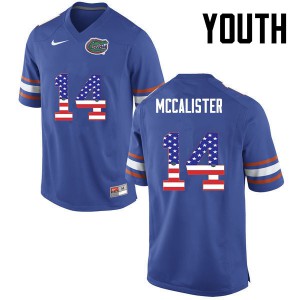 Youth Alex McCalister Blue University of Florida #14 USA Flag Fashion Embroidery Jerseys