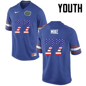 Youth Andrew Mike Blue University of Florida #77 USA Flag Fashion Embroidery Jerseys