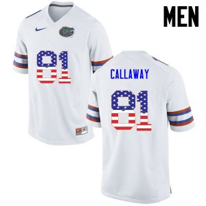 Men's Antonio Callaway White Florida Gators #81 USA Flag Fashion University Jerseys