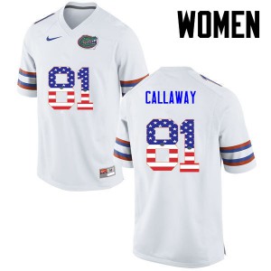 Womens Antonio Callaway White Florida Gators #81 USA Flag Fashion NCAA Jerseys