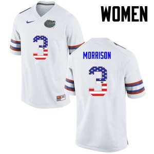 Women Antonio Morrison White University of Florida #3 USA Flag Fashion University Jersey