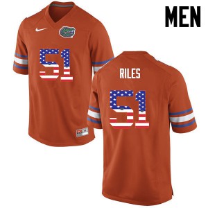 Mens Antonio Riles Orange University of Florida #51 USA Flag Fashion Official Jerseys