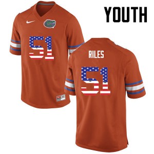 Youth Antonio Riles Orange Florida #51 USA Flag Fashion Alumni Jersey
