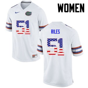 Women Antonio Riles White Florida #51 USA Flag Fashion Stitched Jerseys