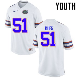 Youth Antonio Riles White Florida Gators #51 High School Jerseys