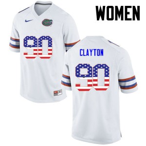 Women Antonneous Clayton White Florida Gators #90 USA Flag Fashion Stitch Jerseys