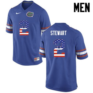 Men Brad Stewart Blue Florida Gators #2 USA Flag Fashion Embroidery Jersey