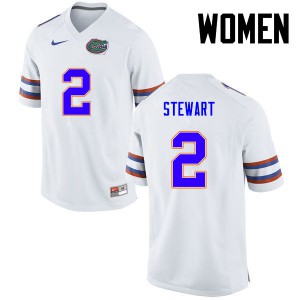 Womens Brad Stewart White Florida #2 Football Jersey