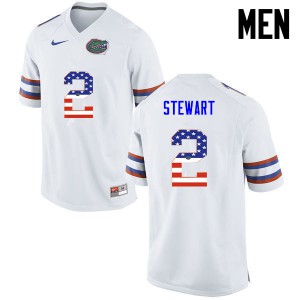 Men Brad Stewart White University of Florida #2 USA Flag Fashion Embroidery Jersey