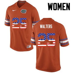 Women Brady Walters Orange Florida #25 USA Flag Fashion Stitch Jersey