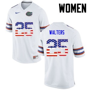 Women's Brady Walters White Florida #25 USA Flag Fashion NCAA Jerseys