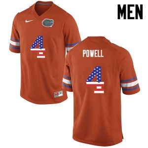 Men Brandon Powell Orange Florida #4 USA Flag Fashion Alumni Jersey