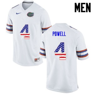 Men Brandon Powell White UF #4 USA Flag Fashion High School Jersey
