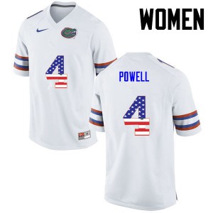 Women's Brandon Powell White UF #4 USA Flag Fashion Embroidery Jerseys