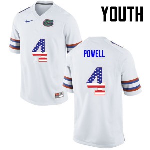 Youth Brandon Powell White UF #4 USA Flag Fashion College Jerseys