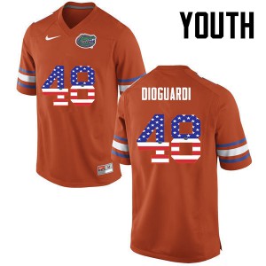 Youth Brett DioGuardi Orange UF #48 USA Flag Fashion College Jerseys