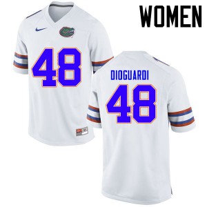Women's Brett DioGuardi White Florida #48 Football Jerseys