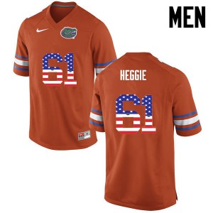 Men's Brett Heggie Orange Florida Gators #61 USA Flag Fashion Football Jersey