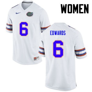 Womens Brian Edwards White Florida #6 Embroidery Jerseys