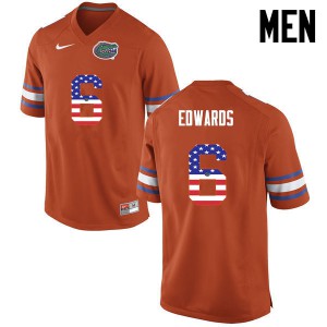 Men's Brian Edwards Orange University of Florida #6 USA Flag Fashion College Jersey