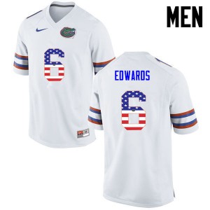 Men's Brian Edwards White UF #6 USA Flag Fashion Player Jerseys
