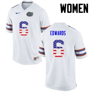Women's Brian Edwards White Florida #6 USA Flag Fashion Embroidery Jerseys