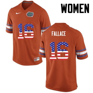 Women's Brian Fallace Orange University of Florida #16 USA Flag Fashion Stitch Jerseys