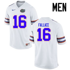 Mens Brian Fallace White Florida Gators #16 Official Jerseys