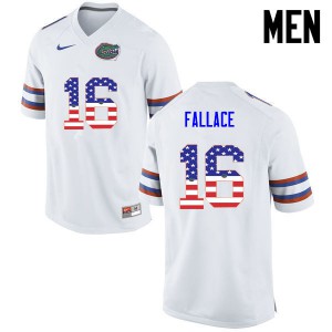 Men's Brian Fallace White University of Florida #16 USA Flag Fashion Stitch Jersey