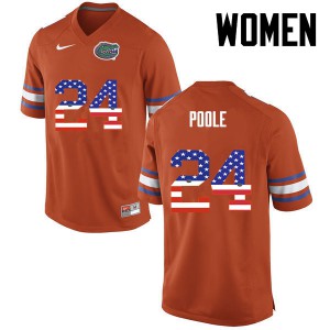Women Brian Poole Orange Florida #24 USA Flag Fashion College Jerseys