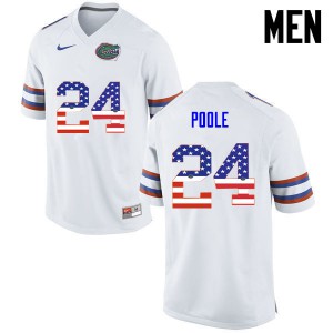 Mens Brian Poole White University of Florida #24 USA Flag Fashion Football Jerseys