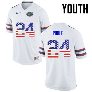 Youth Brian Poole White Florida Gators #24 USA Flag Fashion College Jersey