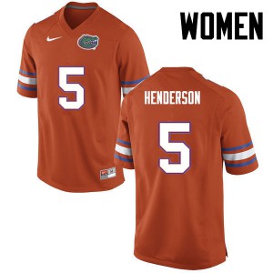 Women's CJ Henderson Orange University of Florida #5 Stitch Jersey