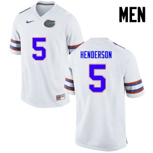 Men CJ Henderson White Florida Gators #5 Official Jerseys