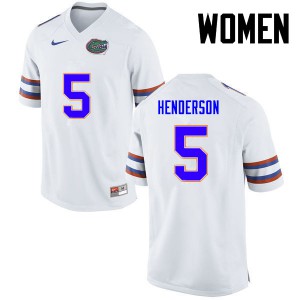 Womens CJ Henderson White Florida #5 University Jersey