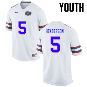 Youth CJ Henderson White Florida Gators #5 Embroidery Jerseys