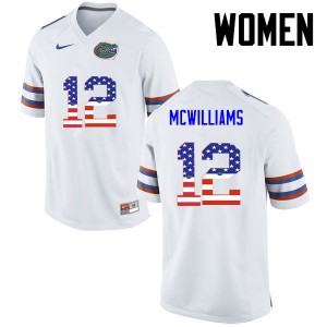 Women's C.J. McWilliams White Florida #12 USA Flag Fashion College Jerseys