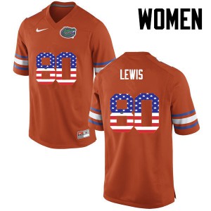 Women's C'yontai Lewis Orange Florida #80 USA Flag Fashion Football Jersey