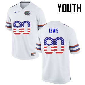 Youth C'yontai Lewis White UF #80 USA Flag Fashion University Jersey